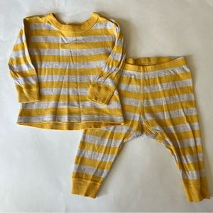 Hanna Andersson PJs yellow and gray stripes. Size 70 or 9-12 months